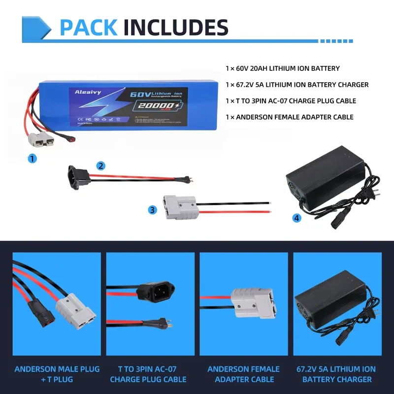 Aleaivy 60V 20AH 30AH 21700 Li - đánh giá và giá 60V 30Ah 21700 Battery Pack