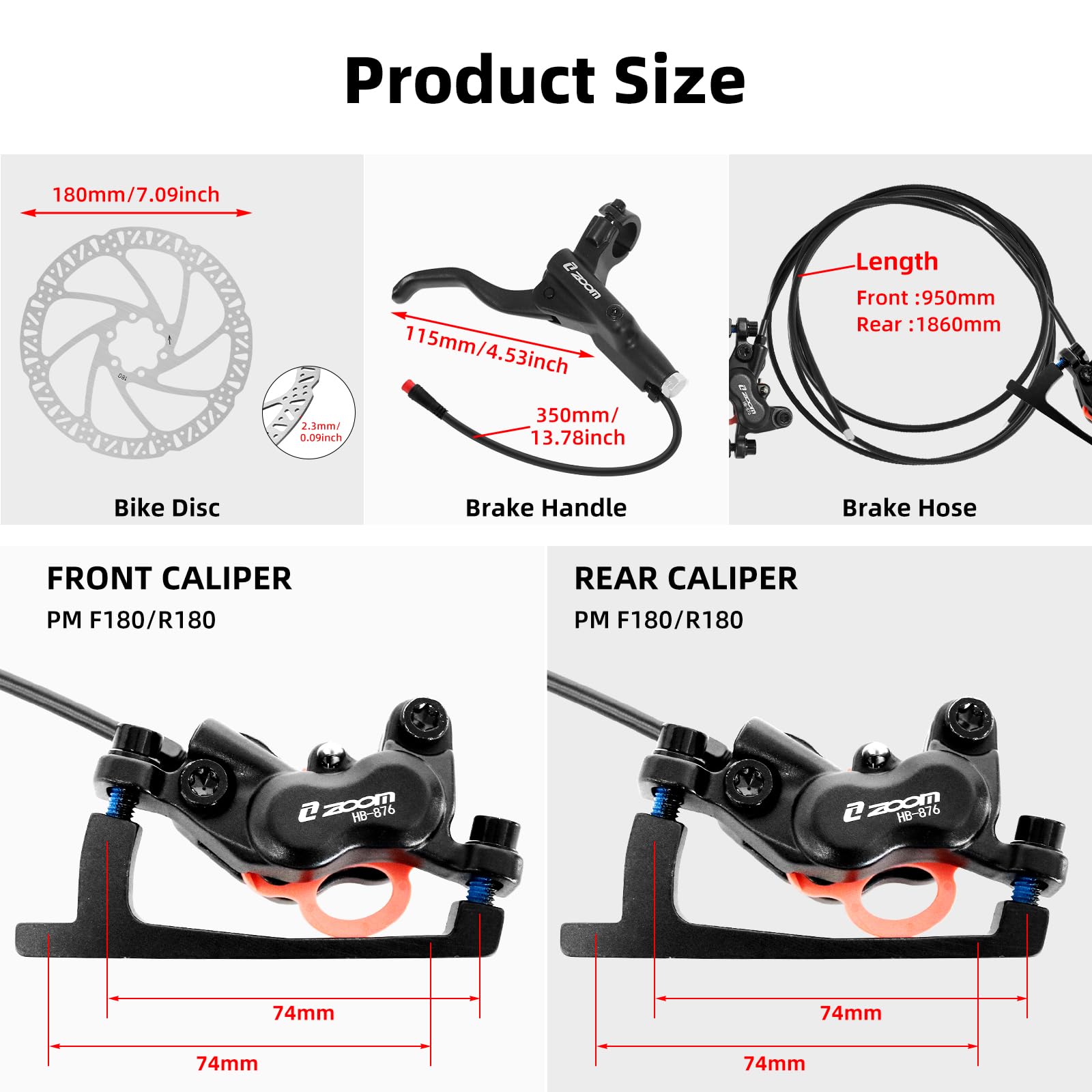 ZOOM HB876E Hydraulic Disc Bra - đánh giá và giá Zoom Hydraulic Brake 4 Piston E-Scooter